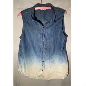 Boutique faded denim button up tank